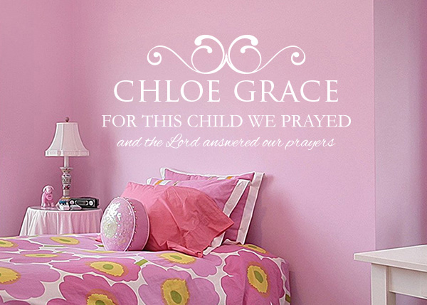 For This Child We Prayed Personalized Vinyl Wall Statement