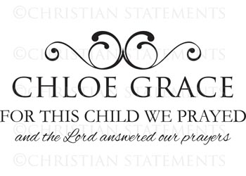 For This Child We Prayed Personalized Vinyl Wall Statement #2
