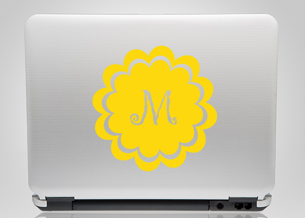 Monogram Flower Vinyl Laptop Decal