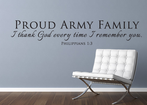 Proud Army Family Vinyl Wall Statement - Philippians 1:3