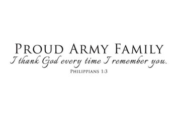 Proud Army Family Vinyl Wall Statement - Philippians 1:3 #2