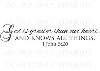 God Is Greater Than Our Heart Vinyl Wall Statement - 1 John 3:20 #2