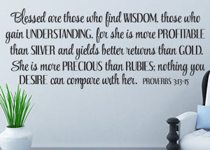 Blessed Are Those Who Find Wisdom Vinyl Wall Statement - Proverbs 3:13-15