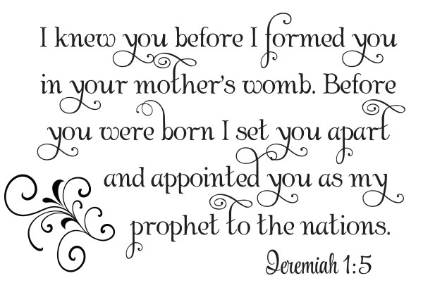 I Knew You Before I Formed You Vinyl Wall Statement - Jeremiah 1:5 #2