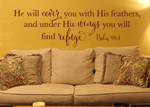 Under His Wings You Will Find Refuge Vinyl Wall Statement - Psalm 91:4