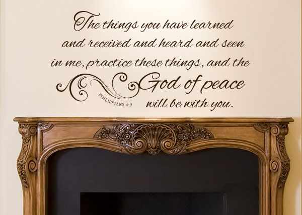 The God of Peace Will Be With You Vinyl Wall Statement - Philippians 4:9