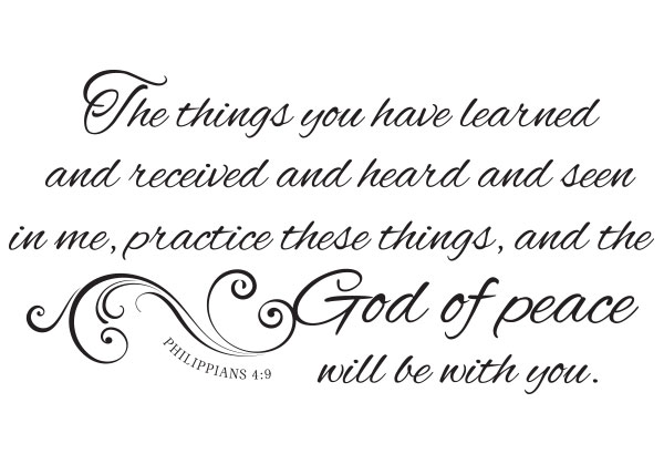 The God of Peace Will Be With You Vinyl Wall Statement - Philippians 4:9 #2