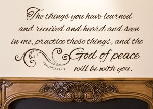 The God of Peace Will Be With You Vinyl Wall Statement - Philippians 4:9