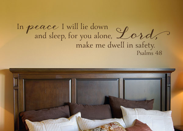 In Peace I Will Lie Down Vinyl Wall Statement - Psalm 4:8