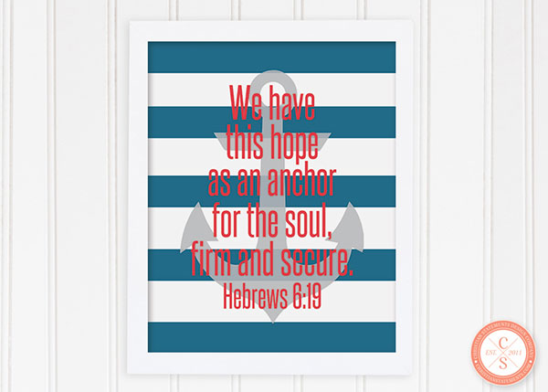 We Have This Hope Nautical Stripe Wall Print - Hebrews 6:19