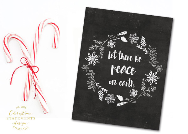 Let There Be Peace Chalkboard Wreath Wall Print #2