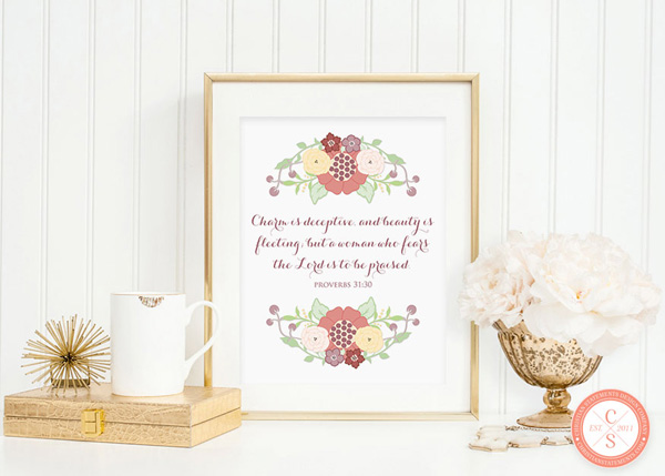 Charm Is Deceptive, and Beauty Is Fleeting Wall Print - Proverbs 31:33
