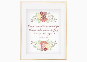 Charm Is Deceptive, and Beauty Is Fleeting Wall Print - Proverbs 31:33