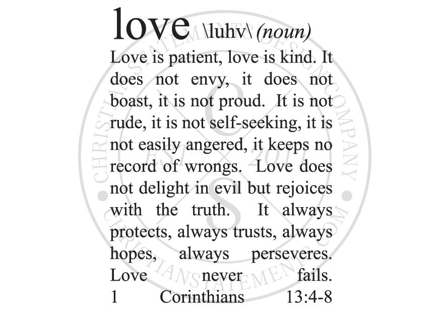 Love Definition Vinyl Wall Statement - 1 Corinthians 13:4 ...