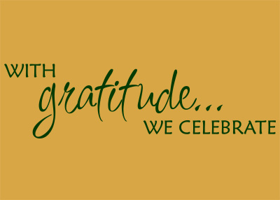 With Gratitude We Celebrate Vinyl Wall Statement