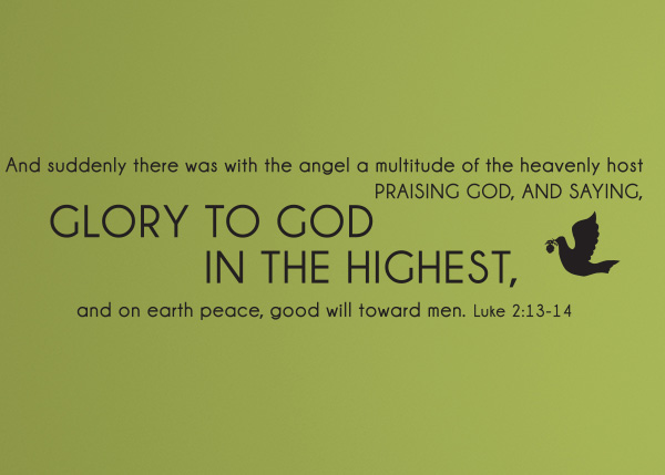 Suddenly There Was with the Angel Vinyl Wall Statement - Luke 2:13-14