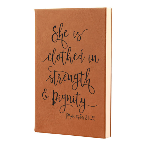 She Is Clothed In Strength Leatherette Journal #1