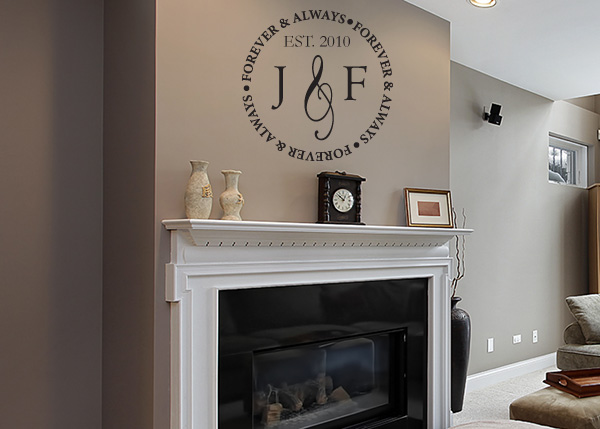 Monogram Forever and Always Vinyl Wall Statement