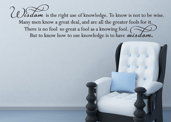 Wisdom Is the Right Use of Knowledge Vinyl Wall Statement
