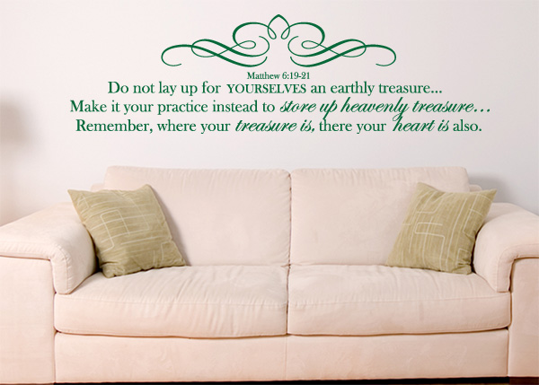 Heavenly Treasure Vinyl Wall Statement - Matthew 6:19 21