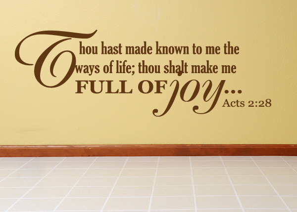 Full of Joy Vinyl Wall Statement - Acts 2:28