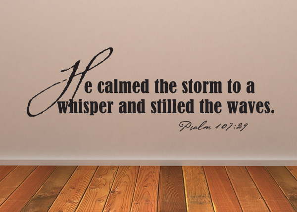 He Calmed the Storm Vinyl Wall Statement - Psalm 107:29