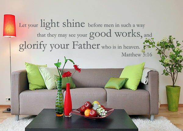 Let Your Light Shine Vinyl Wall Statement - Matthew 5:16