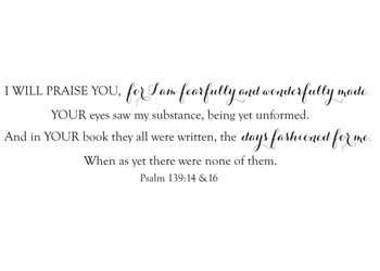Fearfully and Wonderfully Made Vinyl Wall Statement - Psalm 139:14-16 #2