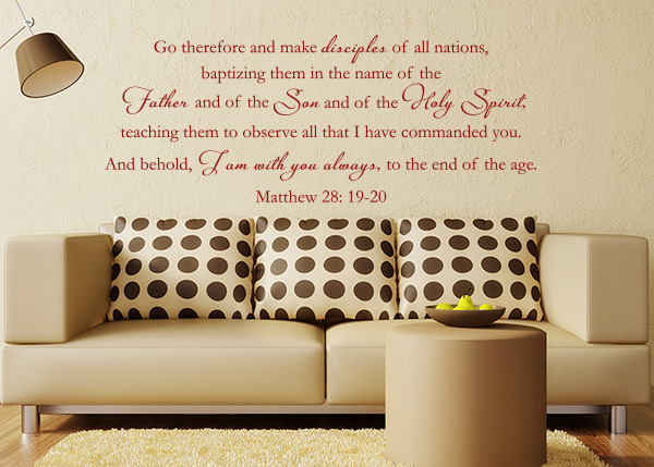 Go Therefore and Make Disciples Vinyl Wall Statement - Matthew 28:19-20