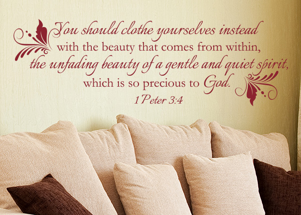 Clothe Yourself with Beauty from Within Vinyl Wall Statement - 1 Peter 3:4