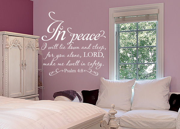 In Peace I Will Lie Down Vinyl Wall Statement - Psalm 4:8
