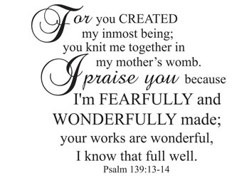 For You Created My Inmost Being Vinyl Wall Statement - Psalm 139:13-14 #2