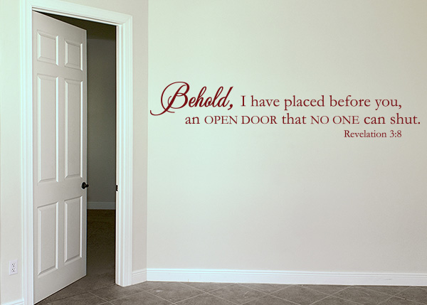 I Have Placed Before You an Open Door Vinyl Wall Statement - Revelation 3:8