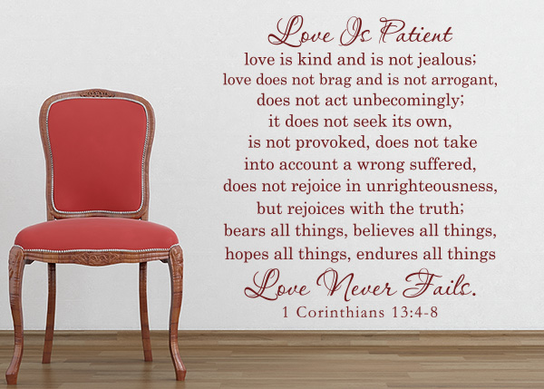 Love Is Vinyl Wall Statement - 1 Corinthians 13:4-8