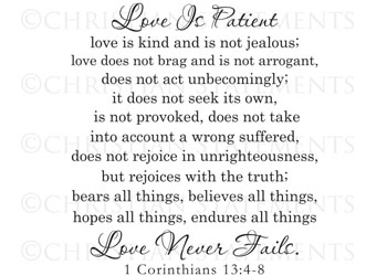 Love Is Vinyl Wall Statement - 1 Corinthians 13:4-8 #2