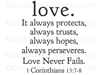 Love Always Protects Vinyl Wall Statement - 1 Corinthians 13:7-8 #2