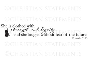 She Is Clothed with Strength Vinyl Wall Statement - Proverbs 31:25 #2