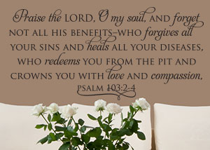 Praise the LORD, O My Soul Vinyl Wall Statement - Psalm 103:2-4