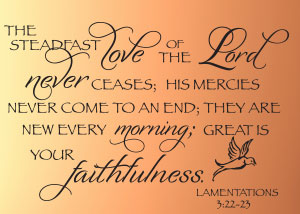 The Love of the Lord Never Ceases Vinyl Wall Statement - Lamentations 3:22-23