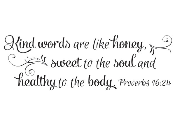 Kind Words Are Like Honey Vinyl Wall Statement - Proverbs 16:24 #2