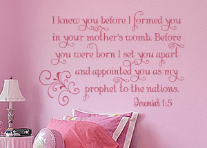 I Knew You Before I Formed You Vinyl Wall Statement - Jeremiah 1:5