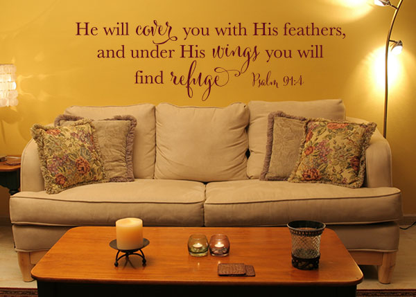 Under His Wings You Will Find Refuge Vinyl Wall Statement - Psalm 91:4