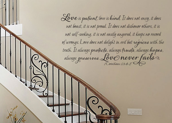 Love Is Patient, Love Is Kind Vinyl Wall Statement - 1 Corinthians 13:4-8