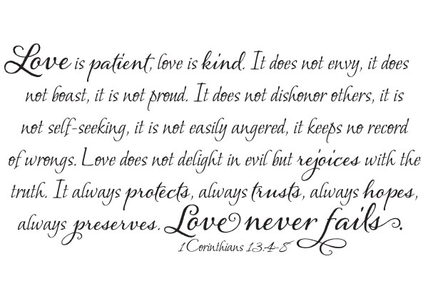 Love Is Patient, Love Is Kind Vinyl Wall Statement - 1 Corinthians 13:4-8 #2
