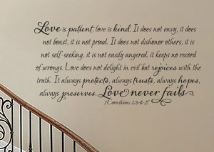 Love Is Patient, Love Is Kind Vinyl Wall Statement - 1 Corinthians 13:4-8