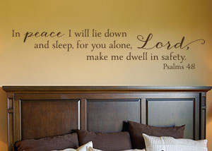 In Peace I Will Lie Down Vinyl Wall Statement - Psalm 4:8