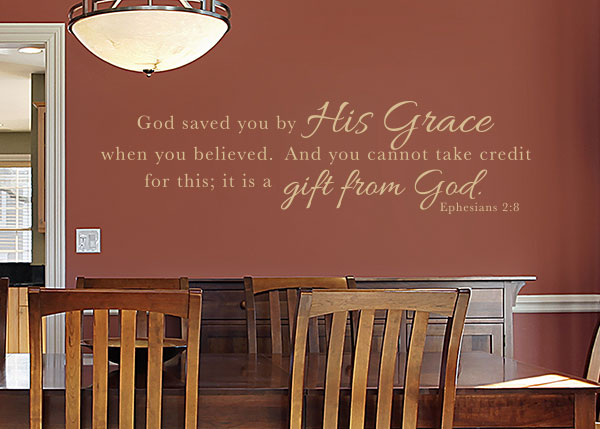 Saved by His Grace Vinyl Wall Statement - Ephesians 2:8