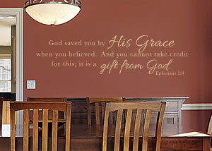 Saved by His Grace Vinyl Wall Statement - Ephesians 2:8