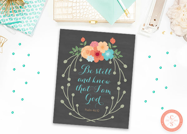 Be Still and Know Chalkboard Wreath Wall Print - Psalm 46:10 #2