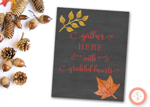 Gather Here with Grateful Hearts Chalkboard Wall Print #2